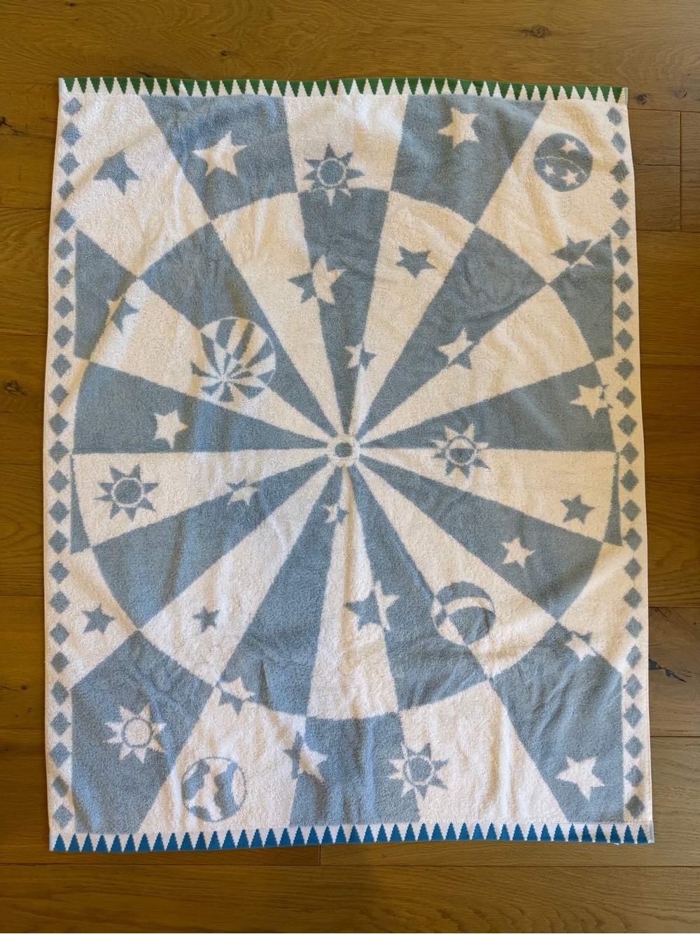 Hermes Blue and White Circus Cotton Bath Towel
